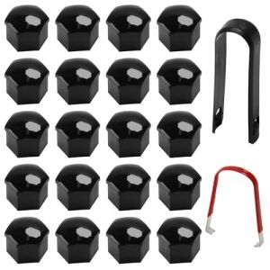 20 Couvre-Écrous Roue, Capuchons 17mm Écrous Cache Boulon Roue Accessoires Automobiles Universels Cache Ecrou Bouchons Boulons Roue Voiture Bouchons Boulons Roue (Noir) (HongJuTianXiang, neuf)