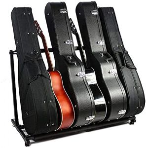 Dioche Support pour Guitare et Basses, Portant pour 5 Guitares, Pliable, Porte Guitare avec Rembourrage en Caoutchouc Antid&eacute;rapant, Pr&eacute;sentoir de Guitare &Eacute;lectriques Acoustique (5 Places) (Lisopiu, neuf)