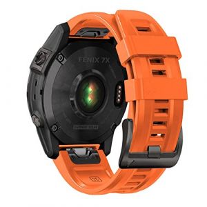 Bracelet Fenix 7X, Bracelet en Silicone de 26mm pour Fenix 7X Solar/Fenix 7X Sapphire Solar/Fenix 6X pro/Sapphire/Fenix 5X /plus/Fenix 3 /HR/Garmin Enduro/Tactix Delta/Descent Mk1 Mk2 Mk2i (orange) (SUPORE, neuf)