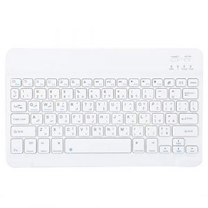 ASHATA Clavier Bluetooth3.0, Clavier Arabe/Espagnol/Russe Portable sans Fil Ultra-Mince de 10 Pouces pour Android/OS X/Windows, Blanc(Arabe) (fasient, neuf)