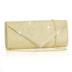 Larcenciel Pochette Enveloppe Sac de Soirée en Paillettes Brillant Argenté pour Femme (Or) (Sasiki, neuf)