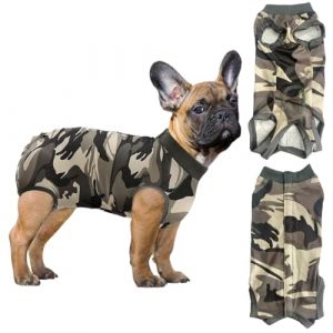 Combinaison chirurgicale pour body chien, body pour chien après stérilisation, combinaison de convalescence pour chien,protection contre les allergies et les plaies (Camouflage, M) (Anilalowbility, neuf)