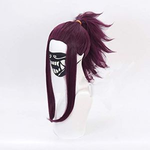 GUANBBD Coaroad LOL KDA Akali Perruque de cosplay Akali The Rogue Assassin Cheveux synthétiques Nouvelle peau Cosplay Couvre-chef longs cheveux violets pour femmes Taille unique Masque de perruque (GUANBAIJI1982, neuf)
