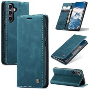 Cracedily Coque pour Samsung Galaxy S24 FE 5G Pochette, Etui Protection Housse Premium en Cuir PU, Etui à Rabat Pochette de Portefeuille Étui pour Galaxy S24 FE Case, Bleu Vert (Cracedily, neuf)