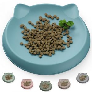 Wingcases Gamelle pour chat (1 pièce, 15 x 15 cm, bleu clair) | Gamelle en silicone pour chat | Protection des poils de barbe | Gamelle plate pour chat | Assiette large | Accessoires pour chat (Wingcase, neuf)