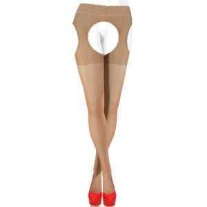 sesto senso Collant Ouvert Femme Sexy 15 Den Bas Pour Porte-Jarretelles Trou Entrejambe Chair XL Beige clair (MESJAMBESCHIC, neuf)