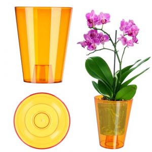 KADAX Pot à Orchidées Simple, pour Orchidée, Juvénile, Marguerite - Pot de Fleurs pour Cuisine et Salon (Diamètre 12 cm, Rond, Orange) (KADAX, neuf)