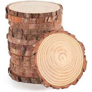 Tranches de Bois Naturel, Rondin de Bois 12-14cm sans Trou 10 Pcs Tranches de Bois Naturel Convient pour Decoration Noel Bois, Marque Place Mariage, Pyrograveur Bois (Changyongxin, neuf)