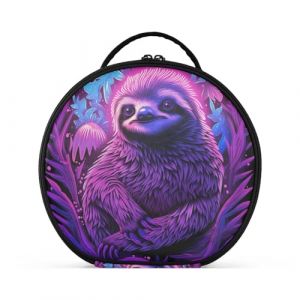 Paresseux Violet Abstrait Créativité Trousse Sac Cosmétique Circulaire de Maquillage Pochette Sacs avec Cloisons Amovibles pour Voyage Filles (HULAHULA, neuf)