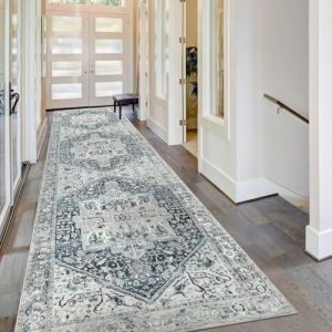 Homcomodar Tapis Couloir 80x300cm Tapis Passage Antidérapant Long Tapis Lavable en Machine Tapis Poil Ras Paillassons pour Entrée Tapis de Cuisine Descente de Lit (Borlans, neuf)