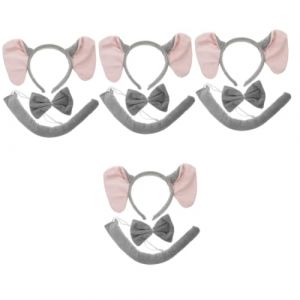 CALLARON 4 ensembles Set Accessoires Déguisement pour Adultes Oreilles et Queue Durable Cosplay pour Fêtes à Thème Zoo Jungle et Jeux de Rôle (Raindrops On Roof, neuf)