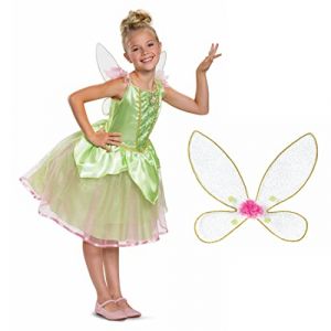 Disney Officiel Deluxe Deguisement Fée Clochette avec Ailes de Fée Enfant, Deguisement Fee Fille, Déguisement Papillon Peter Pan Robe de Carnaval M (Morph Costumes, neuf)