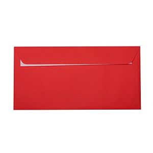 Paper24 Lot de 25 enveloppes DIN long avec bande adh&eacute;sive (sans fen&ecirc;tre) 11 x 22 cm - Rouge (paper24, neuf)