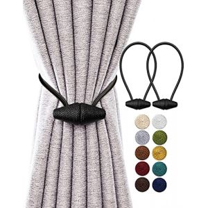 TECVINCI Embrasses de Rideau Magn&eacute;tiques avec Aimant Plus Grand de Mise &agrave; Niveau, Paquet de 2 Retenues de Draperie de 40 cm pour Rideau Int&eacute;rieur et Ext&eacute;rieur - Noir (DewStar, neuf)