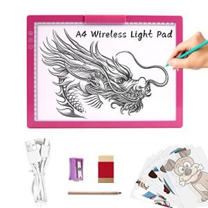 TOHETO A4 Rechargeable Tablette Lumineuse Diamond Painting avec Support Innovant et clip supérieur,Table Lumineuse Dessin, Uminosité Réglable Tableau Tumineux,LED Tables à Dessin Lumineuse(Rose Rouge) (TOHETO FR, neuf)