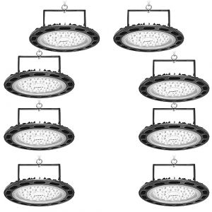 bapro 8pcs 100W UFO LED Lights Projecteur LED 10000lm 6500k Blanc Froid LED High Bay Light Hall Projecteur Lampe Atelier Éclairage d'entrepôt pour Stade Intérieur, Parking Garage, Centres Logistiques (NATUR, neuf)