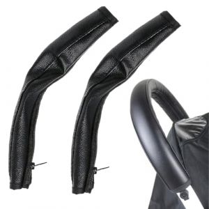 EIH1 2pcs Protection Guidon Poussette Housse de Poignée de Poussette Universelle Housse de Poignée en Cuir Synthétique Couverture Protection pour Poussette Accessoires pour Poussette Bébé Noir (EIHI, neuf)