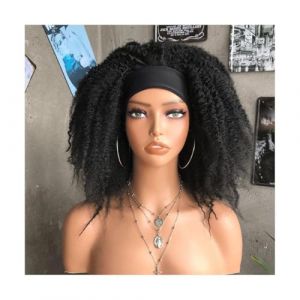 Naturelle Perruque Perruques pour femmes noires court noir boucl&eacute;s cr&eacute;pus bandeau perruque rebondissante moelleux cr&eacute;pus boucl&eacute;s perruque Marley tresses Cheveux Naturel (yizhishizizaichuangtou, neuf)