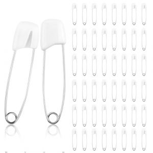50 Pcs Épingles de Sûreté Bébé 55mm, Épingles à Nourrice pour Bébé, Epingle s a Nourrice, Epingle Nourric e avec Fermeture de Verrouillage pour Couches, Vêtements, Jupes, Blanc (ZGTX, neuf)