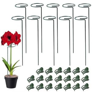 NAROSEBE 10 PCS Tuteur Plante Orchidée 30CM, Tuteur Plante Intérieur Plastique, Bâtons Support de Plantes, Tuteur Plante en Pot avec 20 Pinces de Support, pour Fixation Orchidée Légumes Jardin (Teksyjiuh, neuf)