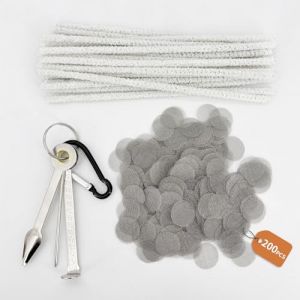 Accessoires pour Pipe a Tabac - 200 Grilles pipe Inox + 20 cure pipe cleaners + 1 cure-pipe multifonction Idéal pour Pipe Classique, Bong, Nettoyage Pratique pour Amateurs de Tabac Recherchant Confort (Kalexion, neuf)