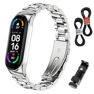BDIG Bracelet pour Xiaomi Mi Band 6 Bracelet Mi Band 5 Metal, Ajustable en Acier Inoxydable Watch Bracelet de Remplacement pour MiBand 4/Mi Band 3 (WindRen EU, neuf)