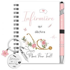Sinmoe 3 Pcs Cadeaux pour Infirmi&egrave;re 1 Mini Bloc-Notes 1 Porte-Cl&eacute;s Infirmi&egrave;re avec Seringue Fleur St&eacute;thoscope 1 Stylo &agrave; Bille Infirmi&egrave;re Qui D&eacute;chire Cadeau Merci pour Infirmi&egrave;re Femme Coll&egrave;gue No&euml;l (Quuaancmi, neuf)