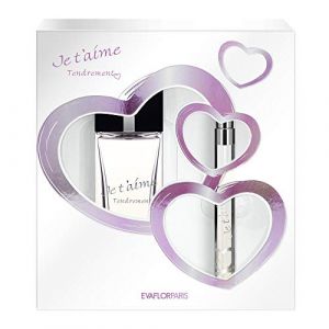 EVAFLORPARIS JE T'AIME Tendrement Coffret Eau de Parfum 100 ml/Vapo de Sac 12 ml (Parcolux, neuf)