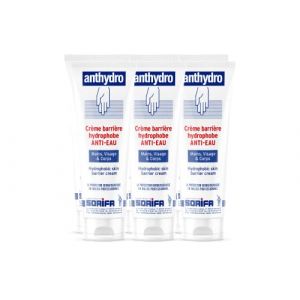 SORIFA - Lot de 6 - ANTHYDRO - Crème Barrière - Protection ANTI-EAU – ANTI-FROTTEMENT - Mains, visage et corps – Haute tolérance - Sans parfum -Tube 125 ml (DERMACARE-PRO, neuf)