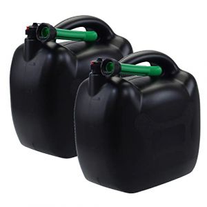 2x Bidon &agrave; essence 20 l en plastique noir avec tuyau de remplissage vert, Certifi&eacute; UN (ZS 2radteile, neuf)
