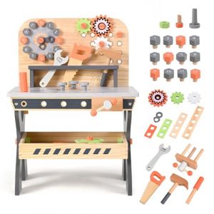 Yontwe Cadeaux de Noël Établi en Bois pour Enfants, Outils de Jeu Banc à Outils en Bois Multifonction Maintenance des simulations Tableau d'outils de démontage des vis et écrous pour Les 3 Ans et Plus (BEANS PEAK Limited, neuf)