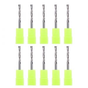 EU_HOZLY - Lot de 10 fraises à queue en carbure de tungstène - 1/8" - Diamètre de coupe de 1/8" - Embout de compression - 2 fraises à rainure pour gravure, fraisage, sculpture 3D - Composite (EU_HOZLY, neuf)