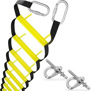 Échelle de secours 8 m 3 étages | Ancrages inclus | Escalier de secours avec échelle de corde pour maisons 3e étage | Portable, pliable et compact | Échelle d'urgence adaptée au balcon et aux fenêtres (ISOP LLC, neuf)