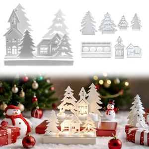 7 Pièces Moule en Silicone Noël, Moules en Silicone pour Maisons, Moule pour Bougeoir Noël 3D, Moules Bougie Noel pour Plâtre, Béton Créatif, Artisanat Noel Décoration de Maison (JINGMINGHE, neuf)