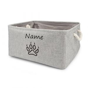 yky Panier de rangement pliable pour animal de compagnie, panier &agrave; jouets pour chien, panier de rangement pliable pour jouets pour chien (griffe tranchante, gris, taille L : 40 x 30 x 20 cm) (SHANGYUEDIAN, neuf)