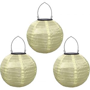 Youning Lampions d'ext&eacute;rieur r&eacute;sistants aux intemp&eacute;ries - Lanterne solaire LED &eacute;tanche &agrave; suspendre - 30 cm - Lanterne solaire - D&eacute;coration d'ext&eacute;rieur en nylon - Lanterne ronde - Lanternes de jardin - (ZDD123, neuf)