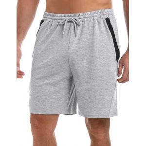 Wayleb Short Sport Homme Short Running Homme Short Sport Coton Homme Fitness Shorts Homme Running Homme Short Homme Coton Leger avec Poche Zippée (YUETAI-EU, neuf)