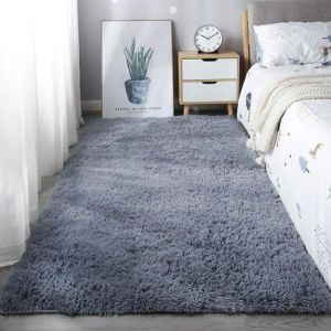 Mateju Tapis Salon, Tapis de Chambre, Tapis Doux en Peluche Moelleux Salon Moderne, Douillet Antid&eacute;rapant Descente de Lit pour Salon, Chevet, Filles Cr&egrave;che (100x200cm,Gris) (Meiju, neuf)
