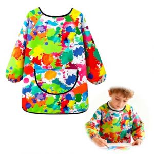 Sariputa Tablier Peinture Enfant, Blouse Peinture Enfant Imperm&eacute;able 7-12 Ans, Couleurs Vives Tablier En-fant avec Poches et Manchees Longues, pour L'&eacute;cole Activit&eacute;s Peinture Cuisine (130-150cm) (HongHuaDaHui, neuf)