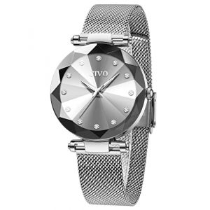 CIVO Montre Femme Acier Inoxydable Argent Montres Femme Etanche Montre Bracelet à Quartz Analogique Diamant Mode Montres pour Femme Entreprise Élégant (CIVO Direct-FR, neuf)