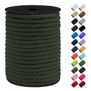 LEREATI Corde Macramé 8mm, 40m Fil Macramé Ficelle Corde Cordon Coton Naturelle, Grosse Corde Douce pour DIY, Porte Plante Mural, Jardin Décoration, Artisanat (Vert Foncé) (LEREATI, neuf)