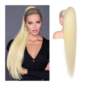 Santé 16-26 pouces Long brésilien Remy Hair Queue de Cheval Clip in Hair Postiche Clip in Cordon Queue de Cheval Cheveux Humains Blond Droite Blond Droite Queue de Cheval, Brésilien 100% Remy (zuwanguk, neuf)