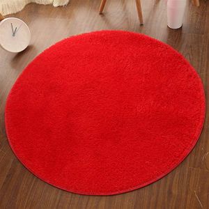 Insun Tapis Shaggy Monochrome &agrave; Poils Moelleux Rond en Polyester pour Le Salon La Chambre - Rouge 60cm Diam&egrave;tre (3STH. EU, neuf)
