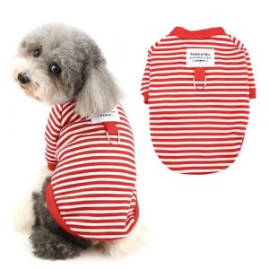 Ranphy Sweat en polaire ray&eacute; pour petit chien, chiot, yorkshire, chihuahua, v&ecirc;tements d'automne et d'hiver avec anneau pour laisse, v&ecirc;tements pour chat - Rouge, taille S (Shangmaieu, neuf)