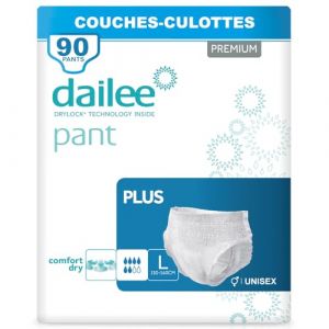 Dailee Pants Plus L - 90x Couches Adultes, Couche Culotte Incontinence Femme et Homme - Slip Incontinence, 90 Culotte Jetable (Clikeaze FR, neuf)