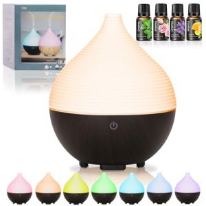 BUOAZR Diffuseur Huiles Essentielles, 160ML Diffuseur Arômes, 7 Couleurs LED Humidificateurs, Diffuseur avec Arrêt Automatique, Diffuseur de Parfum pour Salon, Chambre, Yoga, Massage (MARKET POLIGNONE ANNUNZIATA S.R.L., neuf)