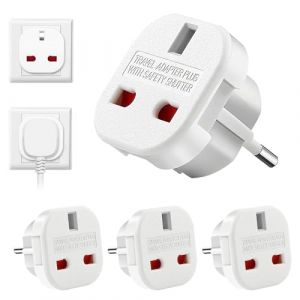 Dhqkqg Adaptateur Prise UK vers France, 4 Pi&egrave;ces Adaptateur de Voyage Europe Francais, Adaptateur Prise pour la Connexion d'appareils &eacute;trangers, par ex. Allemagne Espagne France Italie (QiXinDianZi, neuf)