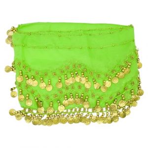 PAITOK &Eacute;charpe de hanche de danse orientale, ceinture de danse pour femmes avec 128 pi&egrave;ces d&rsquo;or &Eacute;charpe de danseuse Costumes Jupe de danse enveloppante pour filles (Vert clair) (Huibang-Store, neuf)