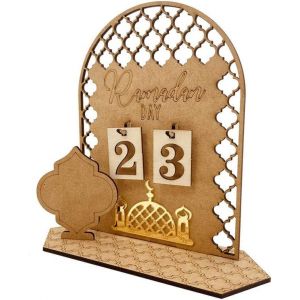 LINNIW Calendrier Ramadan pour Enfants Decoration Calendrier de l'Avent Ramadan en Bois de Compte &agrave; Rebours de 30 Jours pour Eid Ramadan D&eacute;corations De F&ecirc;te &Agrave; La Maison Ornement Artisanal (Yelschwa, neuf)