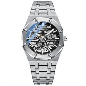 RORIOS Montre Homme Mécanique Automatique Lumineuses Montres avec Bracelet en Acier Inoxydable Décontracté Squelette (facemurto OÜ, neuf)